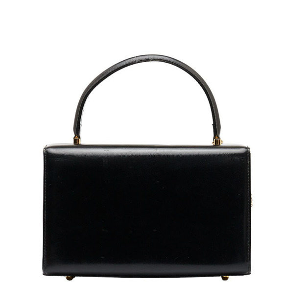 Versace Sunburst Gold Hardware Handbag Vanity Bag Black Enamel Leather - Picture 3 of 10